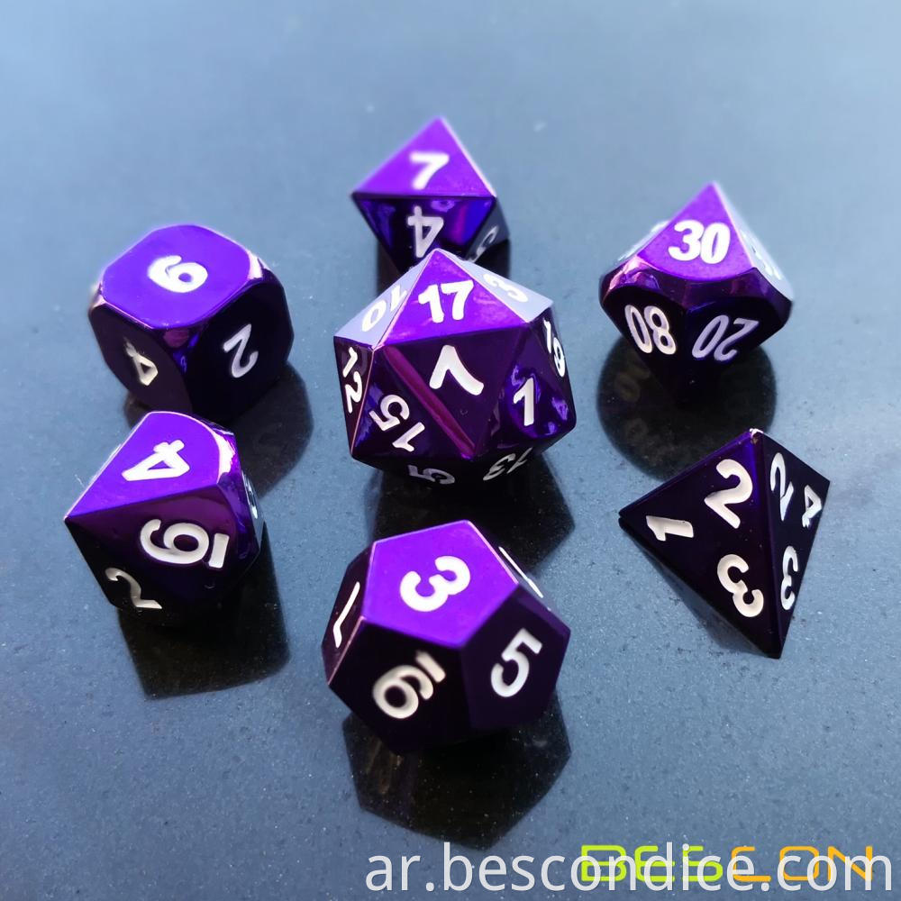 Royal Purple Solid Metal Dice For Dnd 3